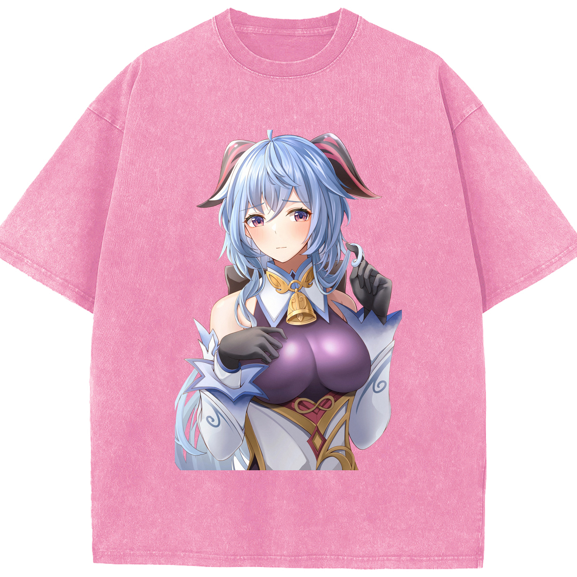 げんし神 甘雨 かんう genshin Ganyu 綿100% ヴィンテージ風 半袖Tシャツ（フロントプリント）